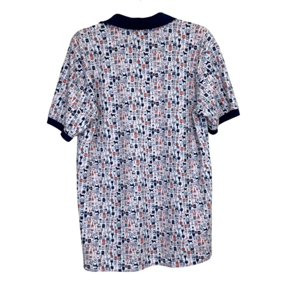 The Black Dog Mens Polo Shirt Short Sleeve Cocktail Bar Print Cotton Size S - Picture 2 of 8